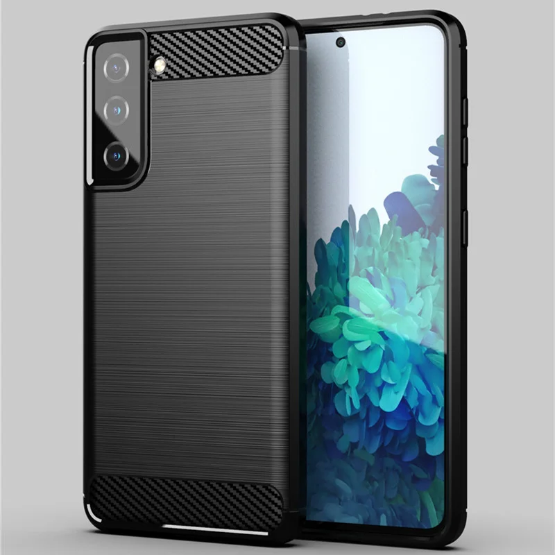

Silicone Cover For Samsung Galaxy S21 Case For Samsung S21 Cover Carbon Fiber Shockproof Protective Phone Bumper For Samsung S21