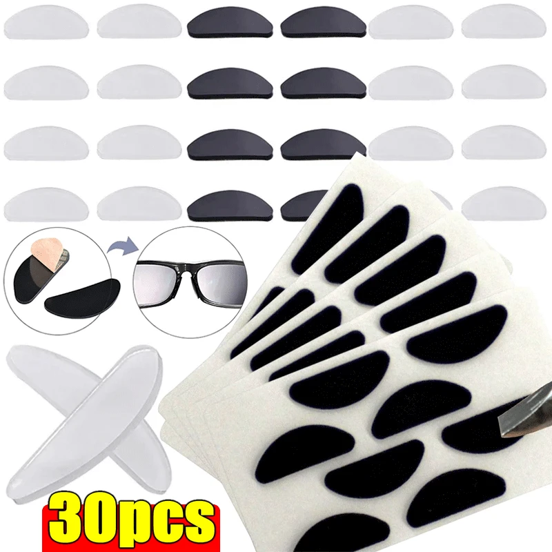 10/30PCS Silicone Glasses Nose Pads Adhesive Nose Pads Non-slip White Thin Nosepads for Glasses Eyeglasses Eyewear Accessories