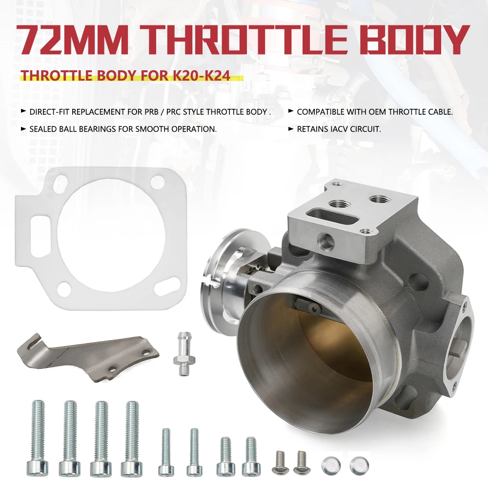ZSRA-72MM Forge Intake System Throttle Body Aluminium Suitable For K-Series K20 K24 RBC/RRC/PRB/PRC Silver THB036