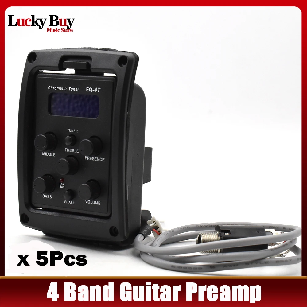 

EQ-4T 4 Band Pickup Electric Guitar with Tuner for Acoustic Guitar with LCD Tuner and Volume Control R-4T