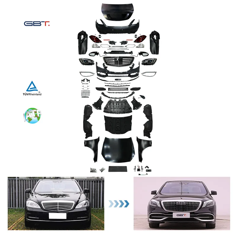 

GBT Factory Mercedes W221 Upgrade W222 Model Bumper Headlight Hood Accessories for 2006-2012 Mercedes Benz S Class W221 Body Kit