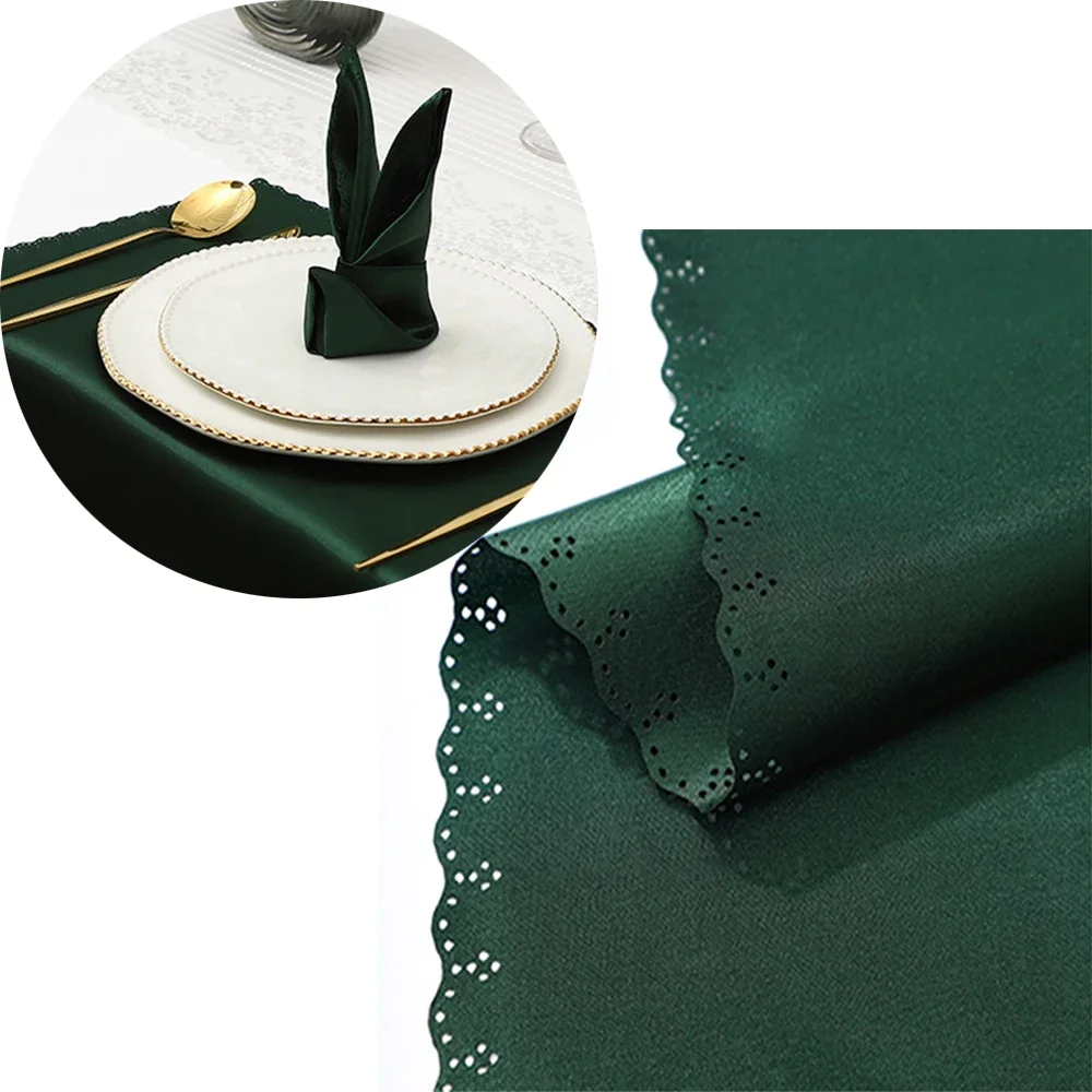 12pcs Satin Napkin 30cm*30cm Serving Table Decor Dinner Towel for Wedding Party Home Hotel Christmas Decor Table Napkins Green