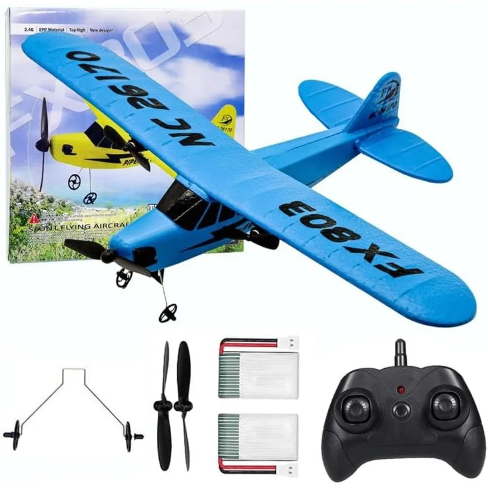Avion en mousse télécommandé à 2 canaux pour enfants – Jouet planeur extérieur facile à voler pour garçons et filles