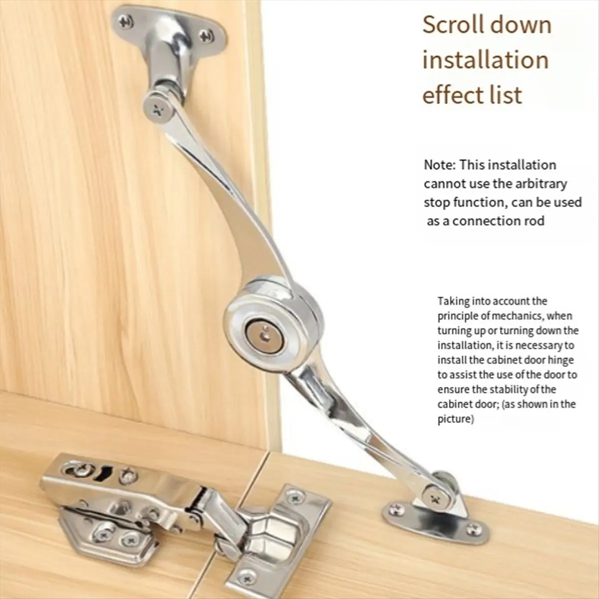 A95G Kitchen Cabinet Door Adjustable Polished Hinges, Furniture Lift Flip Supports, Support Hardware B