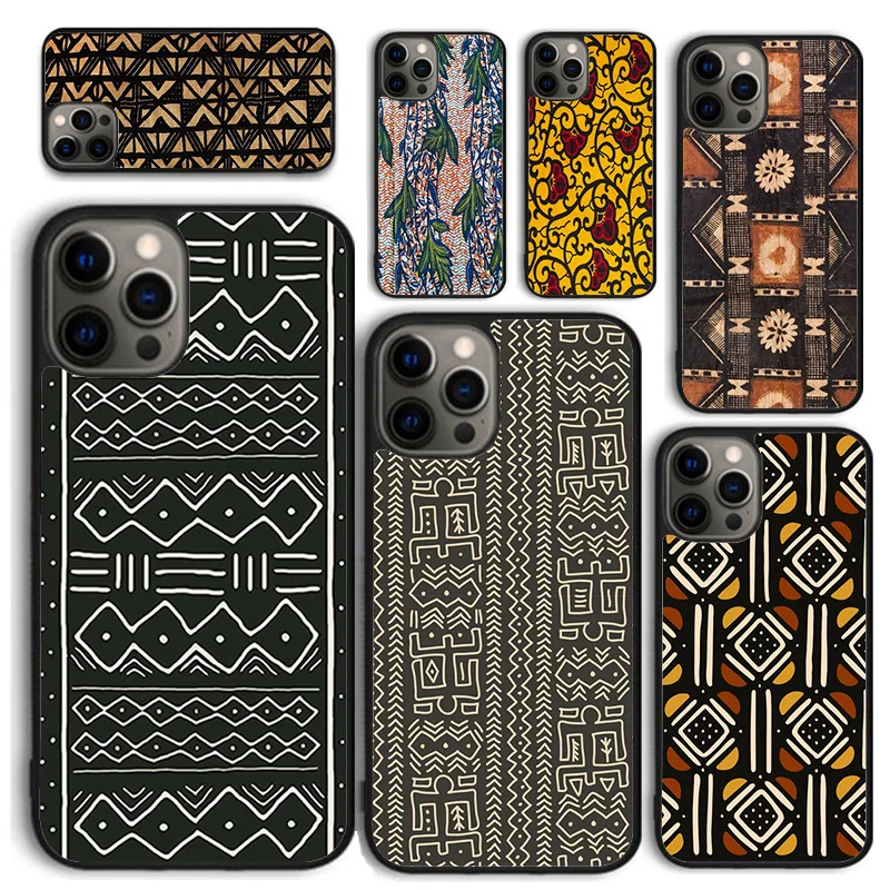 African Wax Print Design Phone Case for iPhone 16 15 14 12 13 mini PLUS X XS XR 11 PRO MAX Back Cover Fundas Shell