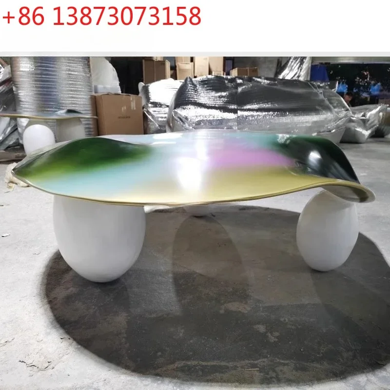 04Superior small apartment living room round coffee table water ripple coffee table light luxury modern
