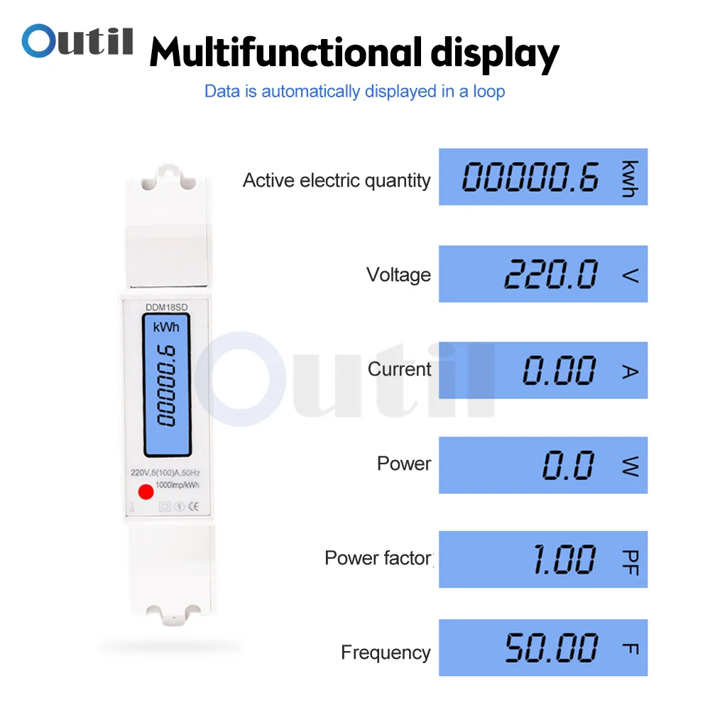 5(20)A 10(40)A 15(60)A 20(80)A 5(100A) Single Phase Din Rail Power Consumption Energy Meter MODBUS-RTU DLT645-2007