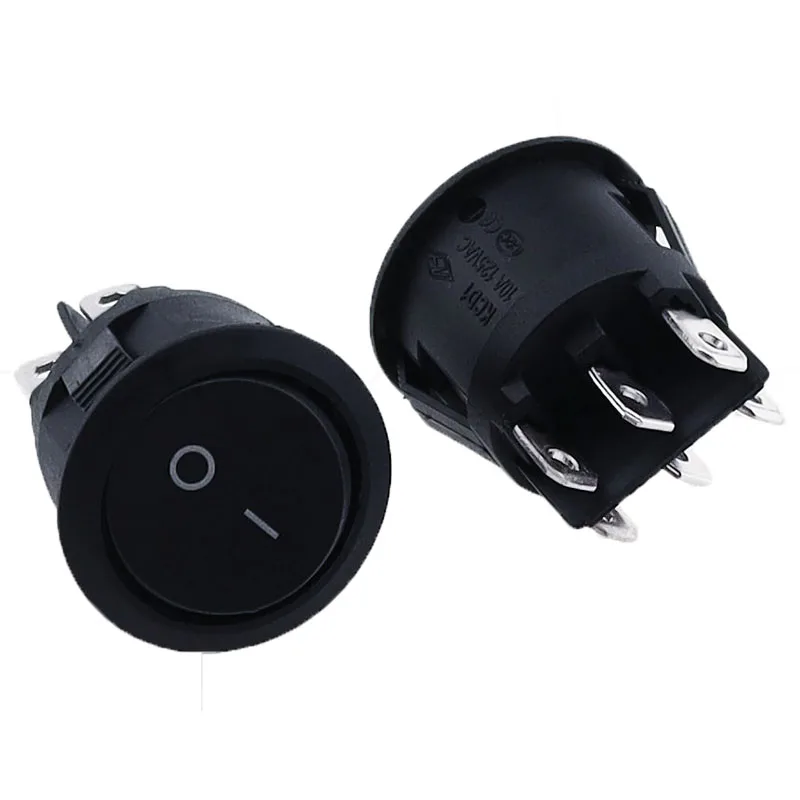 1PCS KCD1-206 23mm Round Rocker Switches 3 Position 6 PIN ON-OFF-ON Rocker Switch 10A 125VAC