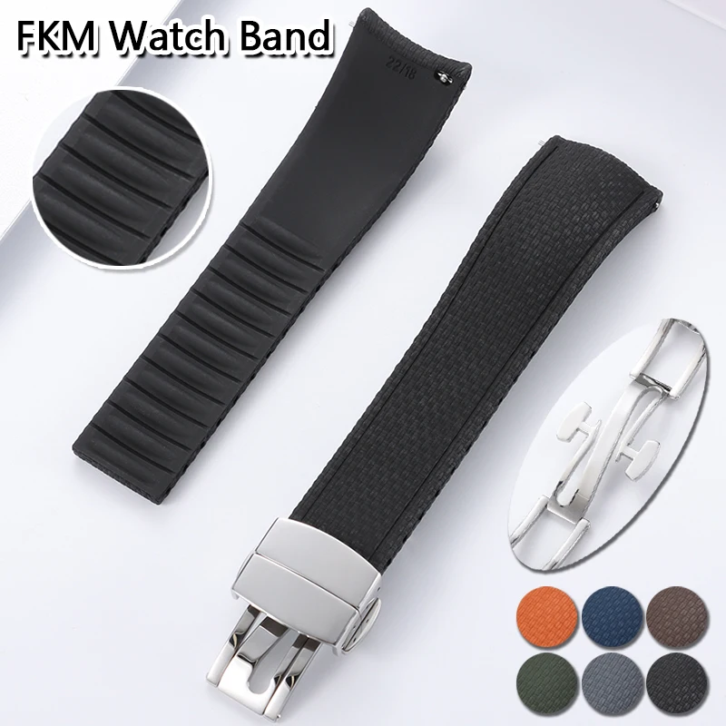 Premium FKM Rubber Watch Strap 18mm 19mm 20mm 21mm 22mm for Seiko for Longines for Tissot Universal Bracelet Quick Release Band
