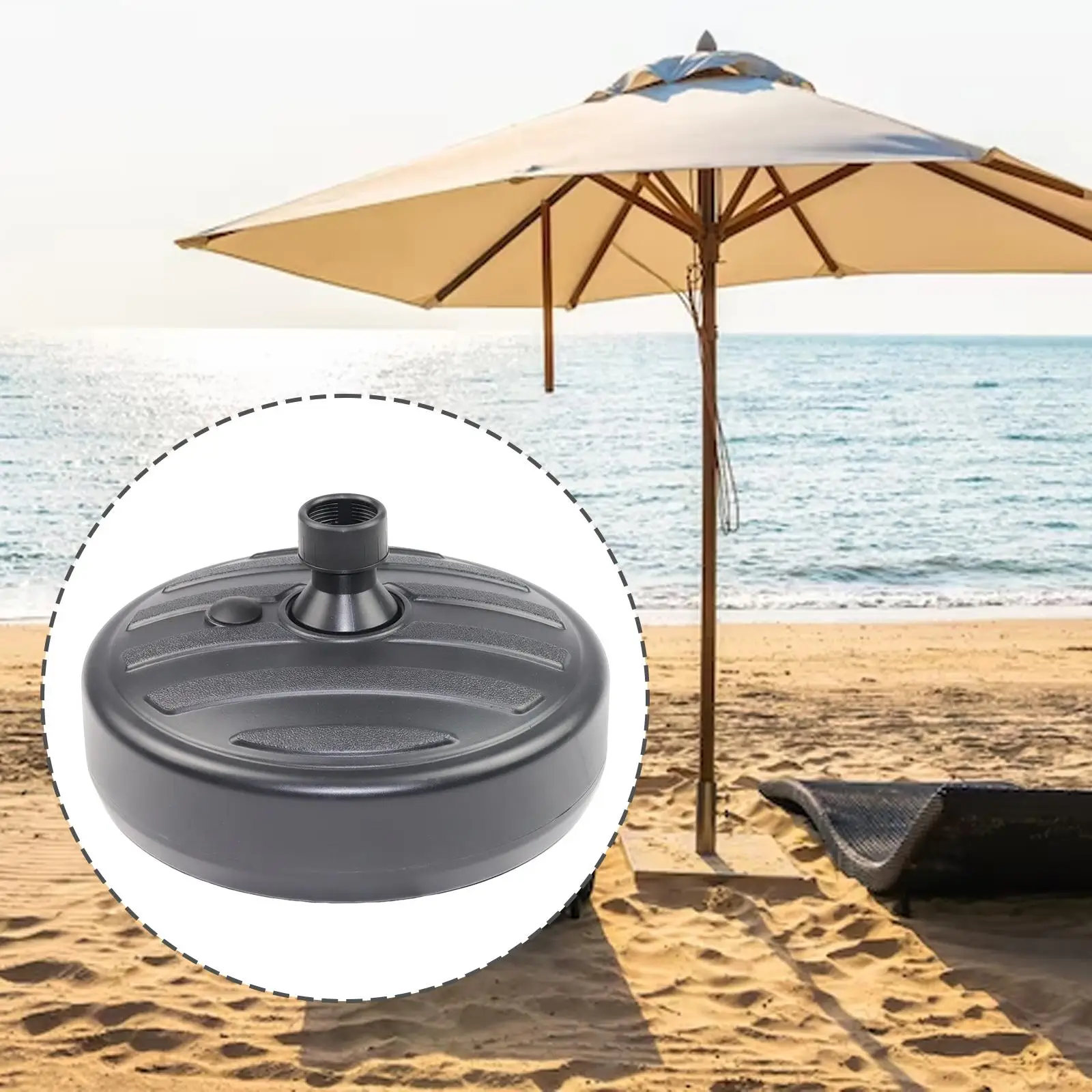 13L Parasol Base Round Sand/Water Filled Umbrella Pole Holder for Outdoor Patio Yard Lawn Beach Parasol Support