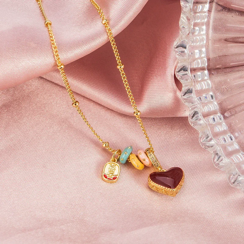 925 Sterling Silber Bunter Herz-Doppelseitiger Anhänger Halskette für Frauen Zarte Pullover-Kette Vielseitiger Süßer Schmuck – Detail 1