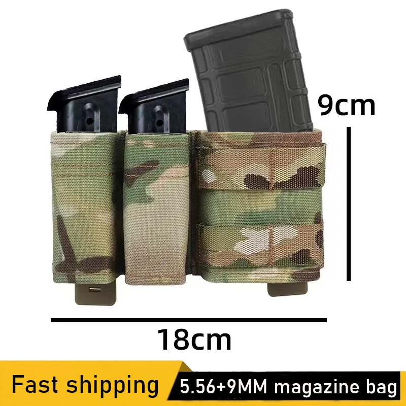 

5.56+9MM Magazine Pouch, Airsoft Holster, Magazine Pouch Molle Tool Bag Hunting Bag Strap KYWI Wedge Insert Shooting Accessory