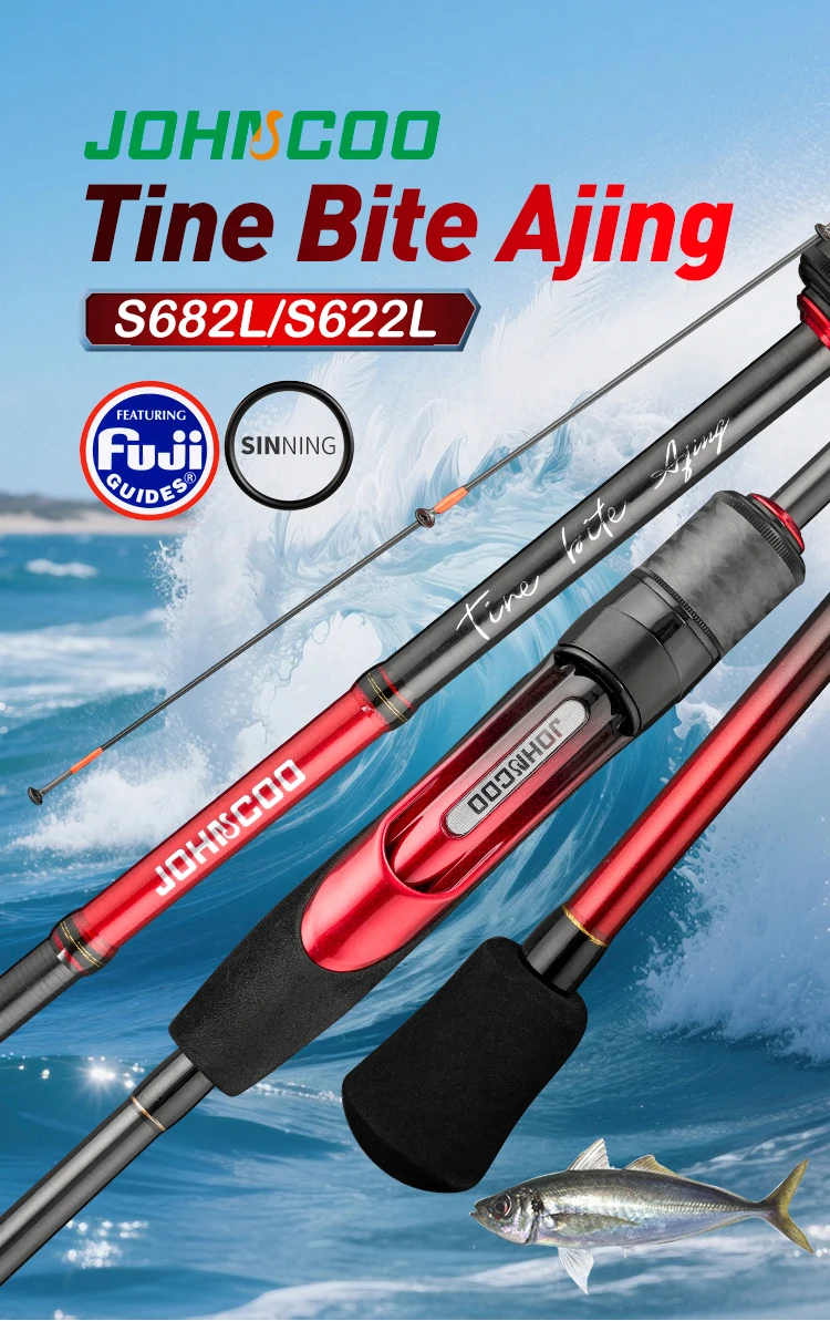 Johncoo Ajing Angelrute mit Fuji-Ringen 622 682L Inshore Spinnrute für kleine Fische 0,2-3g Ködergewicht – Detail 1