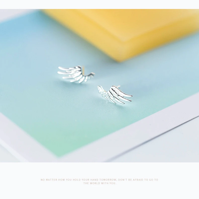 Modian 2025 New Spring Angel Wings Stud Earrings for Women Jewelry 100% Real 925 Sterling Silver Jewelry For Gril Kids Gifts