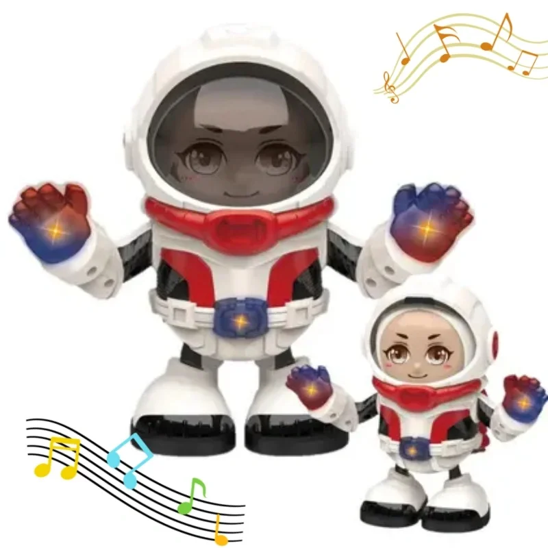 

Electric Cartoon Astronaut Toy Can Cover The Head Simulation Astronaut Dancing Toy with Dynamic Light Space Dance ABS Material