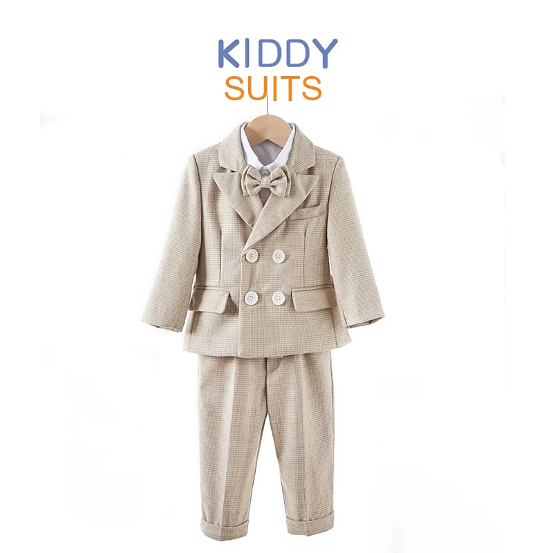 

Boy Formal Suit 4Piece Sets Spring Autumn Kids Boy Clothes Korean Fashion Gentleman Jacket +Strap+Pants+Tie Baby Luxury Clothing