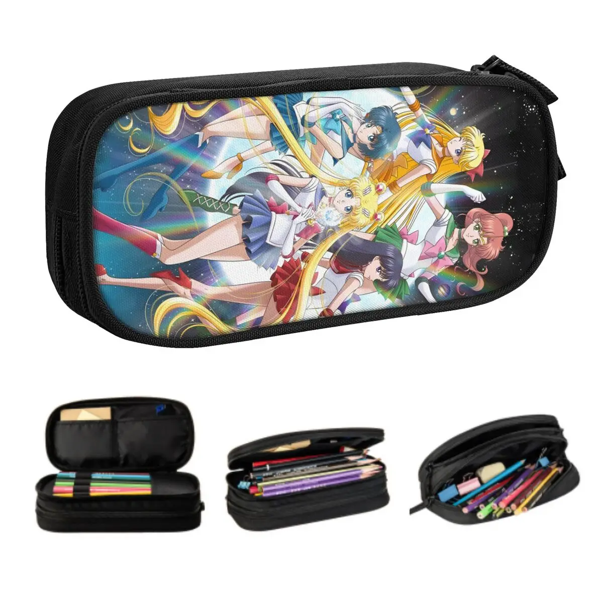 

Custom Magic S-Sailors M-Moons Cute Pencil Cases Boy Girl Large Storage Animation Pencil Bag Pouch Students Stationery