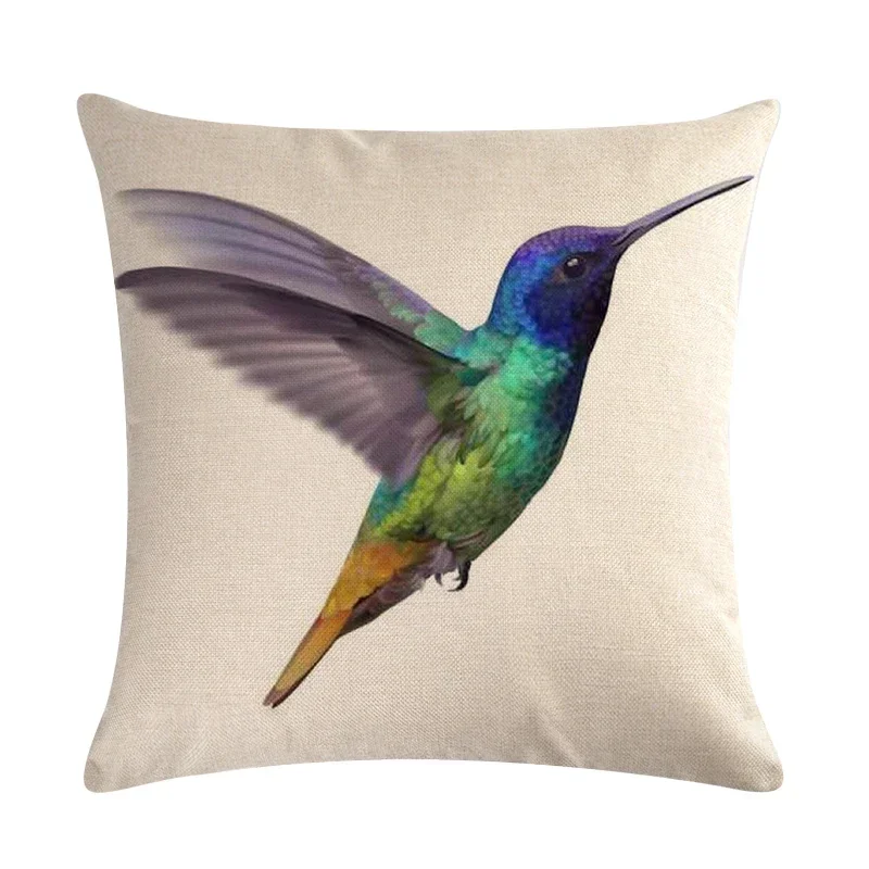 Color Restoring Ancient Ways Palm Bird Pattern Linen Cushion Cover Decorative Living Room Bedroom Sofa Car Pillow Cover 45*45cm