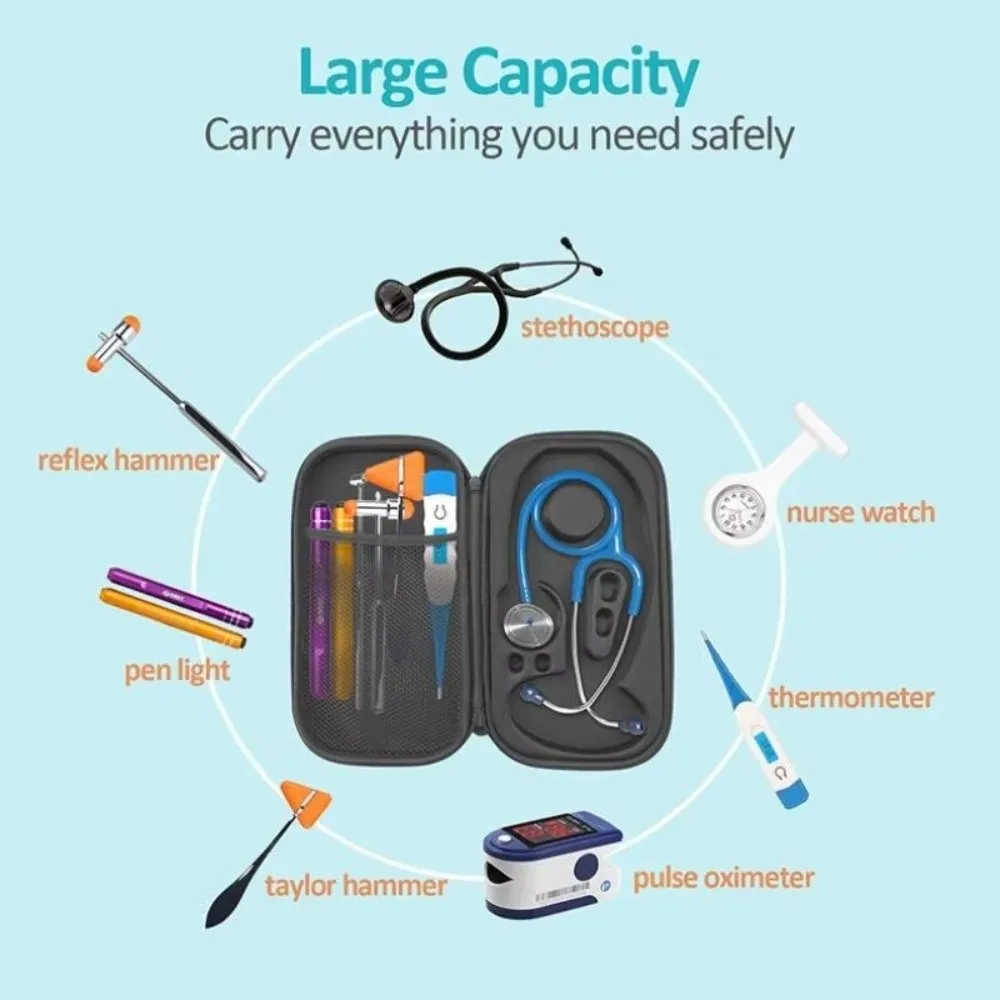 Portable Shockproof Stethoscope Case Travel EVA Stethoscope Bag Handheld Lightweight Carrying Case Storage Bag