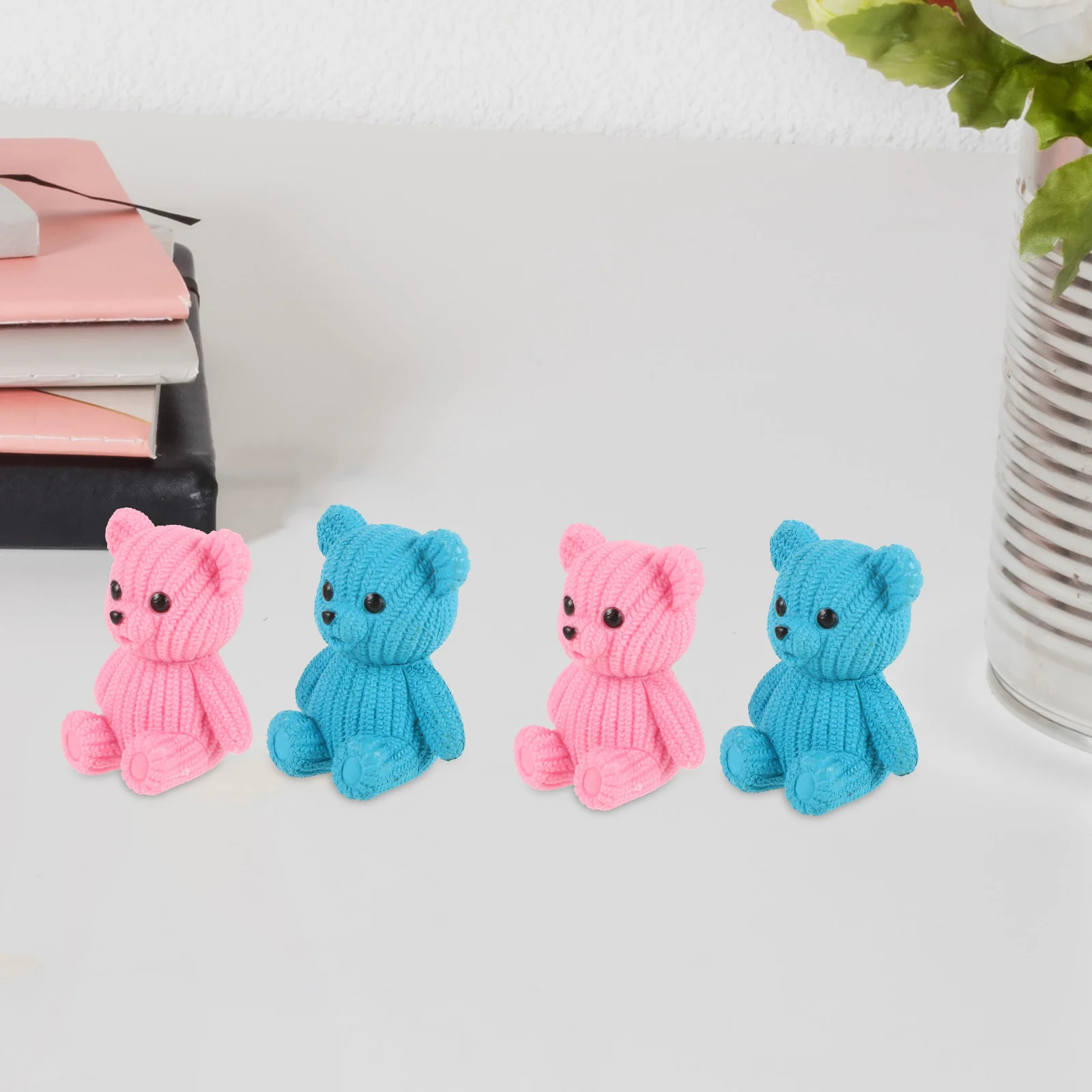 

4 шт. мини-статуи медведей из смолы, милый декор в виде медведя для рабочего стола, интерьер автомобиля, микропейзаж, ремесленные украшения, миниатюры, украшение