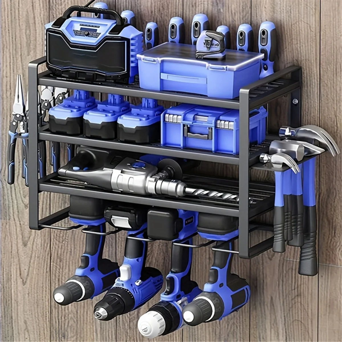 

Tools Metal Wall Mounted Tool Holder, Multifunctional Power Tool Rack, Household Hardware Storage Rack, Electric Drill Rack