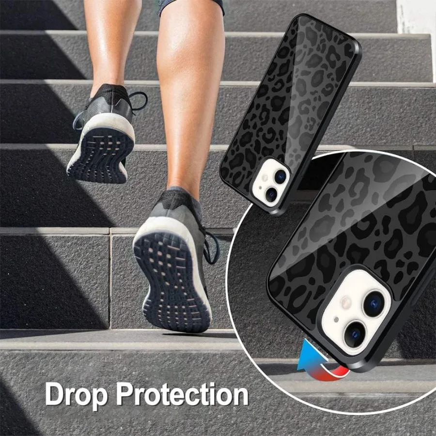 Compatibile con la custodia per iPhone 11 modello carino stampa leopardo nero ghepardo + protezione schermo copertura antiurto per pneumatici