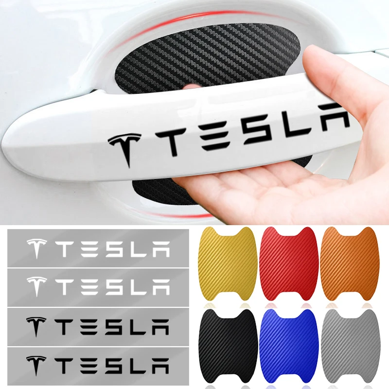

8Pcs Car Door Bowl Handle Protector Stickers Anti-scratch Film Accessories for Tesla Juguete Coil 4 Model 3 2022 Y X S Cc3