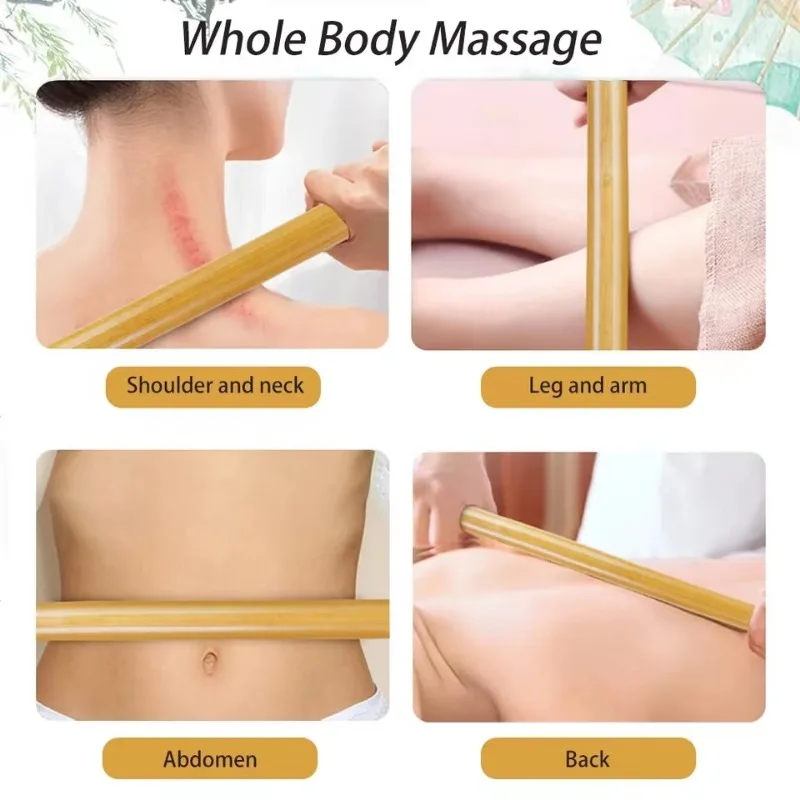 Natural Bamboo Massage Stick Wood Therapy Stick Gua Sha Massage Wood Therapy Tools for Body Contour Cupping Gua Sha Massager