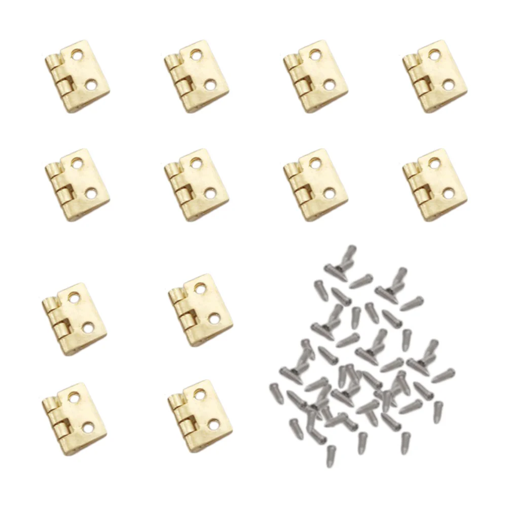 12 Uds Mini bisagras para casa Material de aleación artesanía exquisita bisagra en miniatura ligera decoración de muebles niños