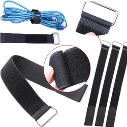 5Pcs/Lot Metal Iron Buckle Reusable Ties Hook and Loop Strap Cable Ties Tape Nylon  Strap Wrap Zip Bundle Cable Organize