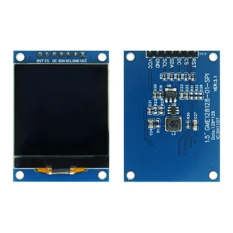 SH1107 1.5-Inch OLED LCD Screen 128X128 Display Module,7-Pin Monochrome SPI Small Screen-Y41A