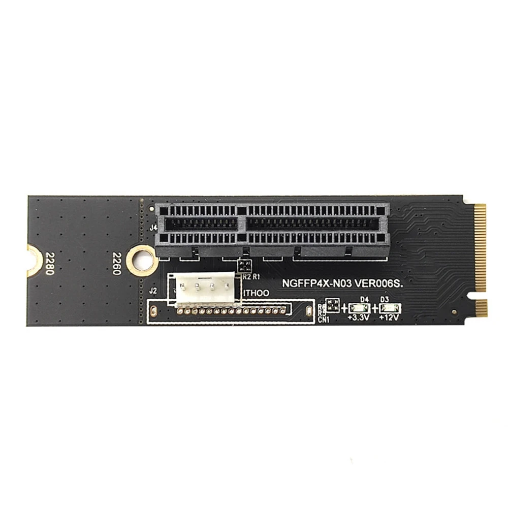 NGFF M.2 ke PCI-E 4X X1 kartu Riser M2 NVME ke PCIe X4 dengan indikator tegangan LED untuk GPU BTC Mining