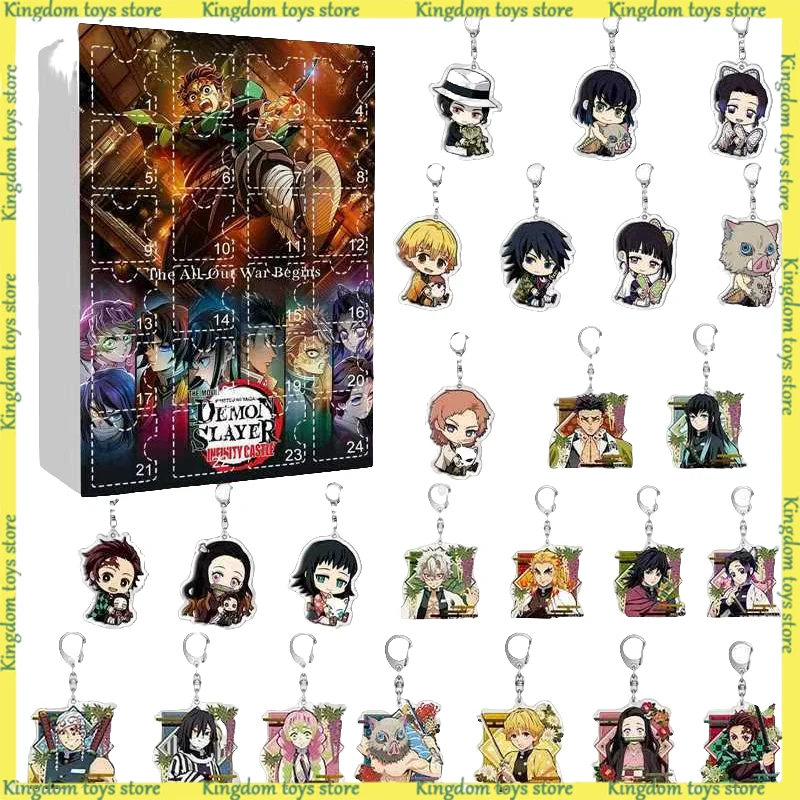 Figura de Anime Demon Slayer, caja ciega de cuenta regresiva de Navidad, juguetes coleccionables acrílicos, decoración, regalos sorpresa de Navidad para niños