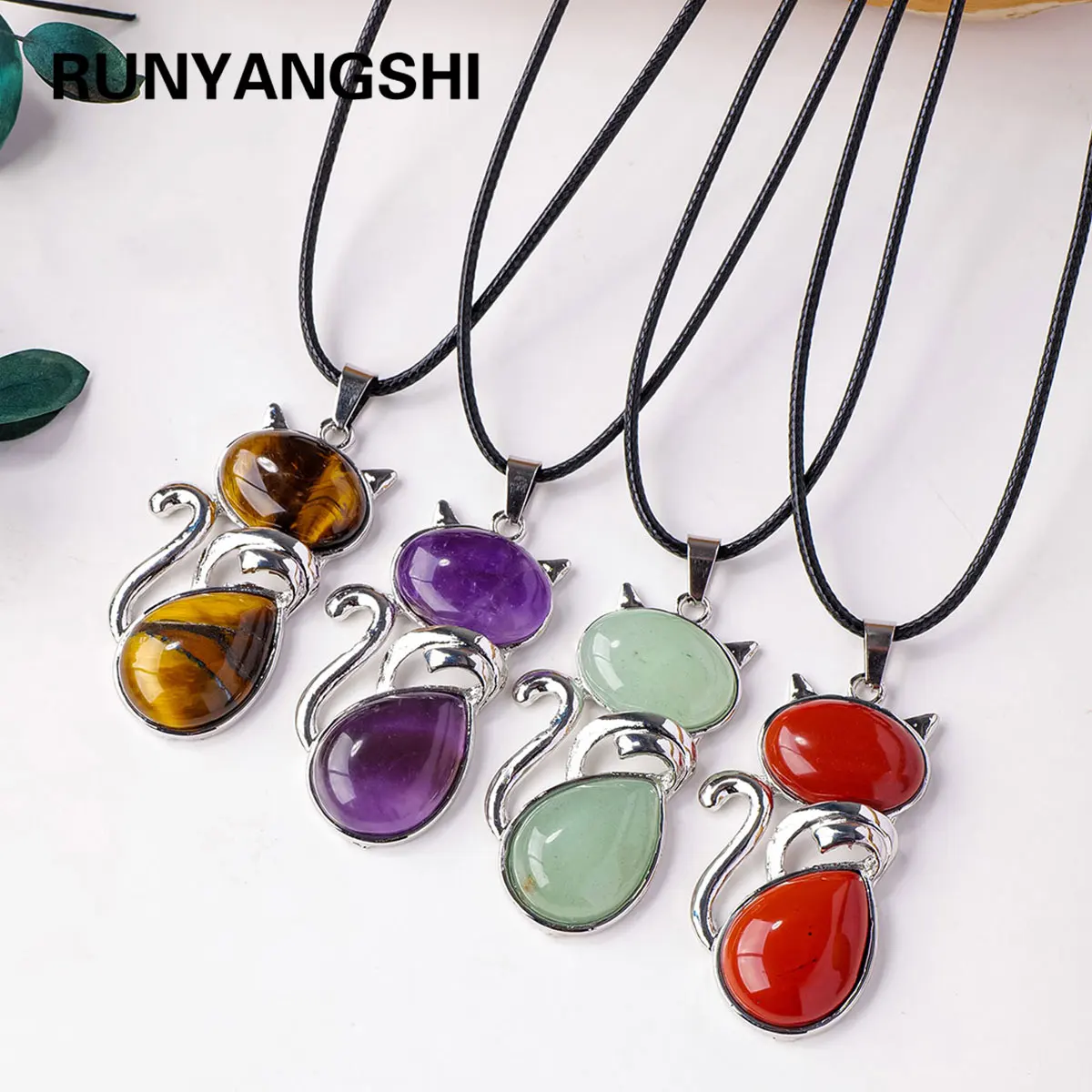 1PC Natural Amethyst Cat Pendant Energy Necklace jewelry Reiki Beloved Female Mom Mother's Day