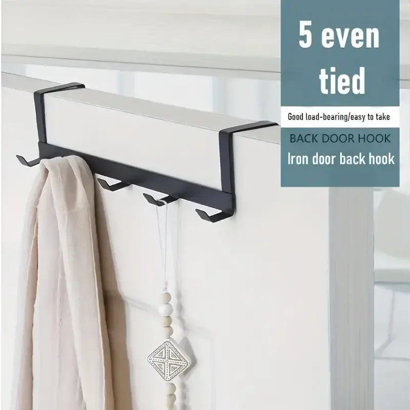 

1Pcs Space-Saving 5-Hook Door Hanger - Easy Install, Contemporary Style, Durable Storage for Coats