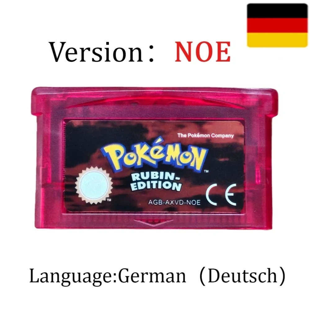 NOE Deutsch für GBA NDSL NDS GBM SP Pokemon-Serie GBA 32-Bit-Videospielkassette Konsolenkarte Hochwertige Klassische Anime-Spiele