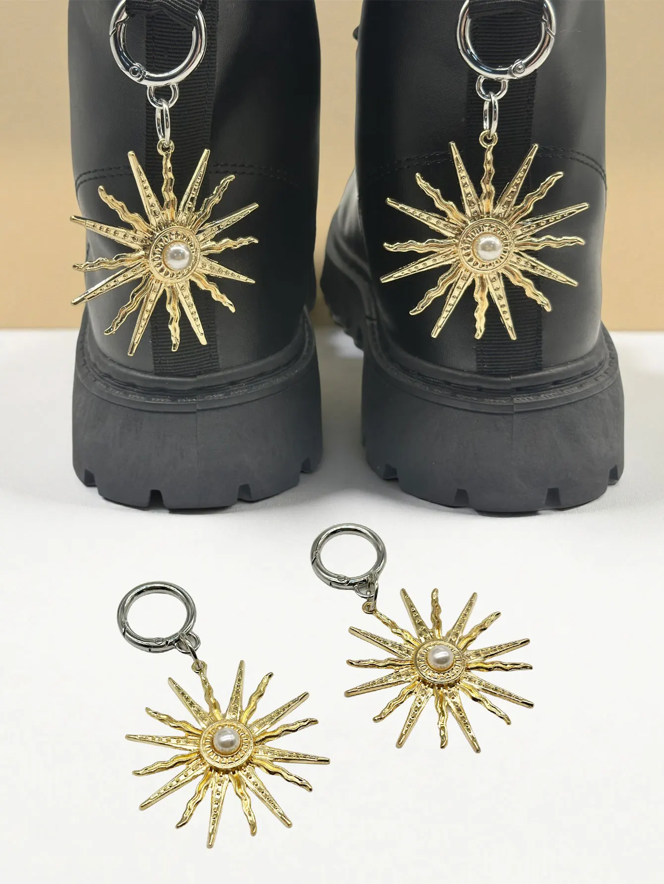 زوج واحد من زينة عباد الشمس من اللؤلؤ القوطي، يمكن استخدامه لتزيين الأحذية بنفسك، أبازيم الأحذية، أزياء الحفلات، للرجال والنساء P