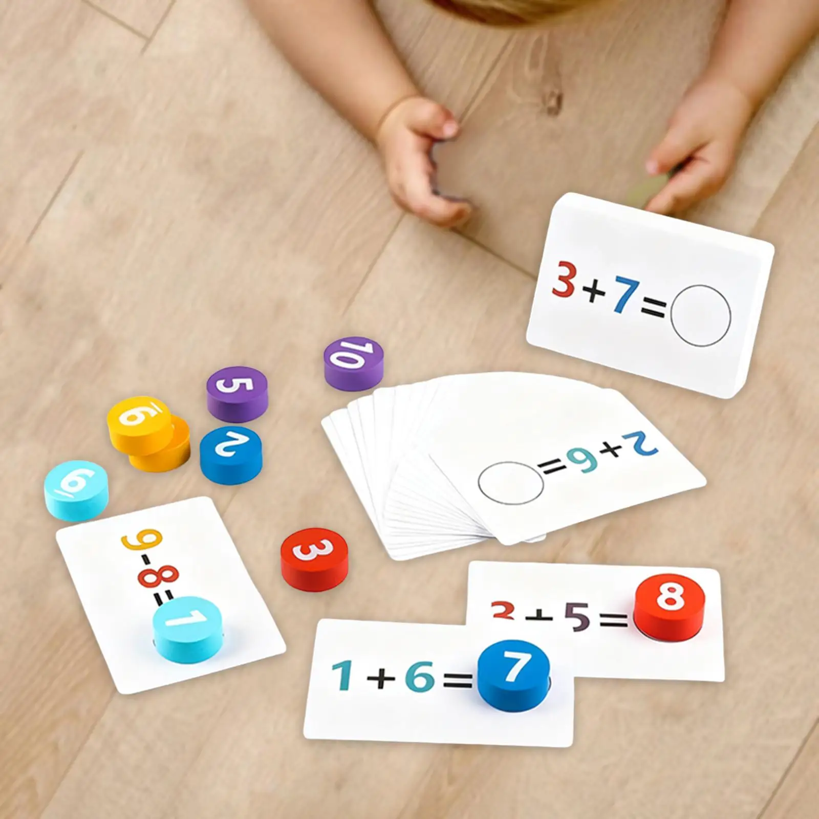 카드와 나무 숫자가 포함된 수학 교구 유아용 장난감 감각 장난감 남아 및 여아용 덧셈과 뺄셈