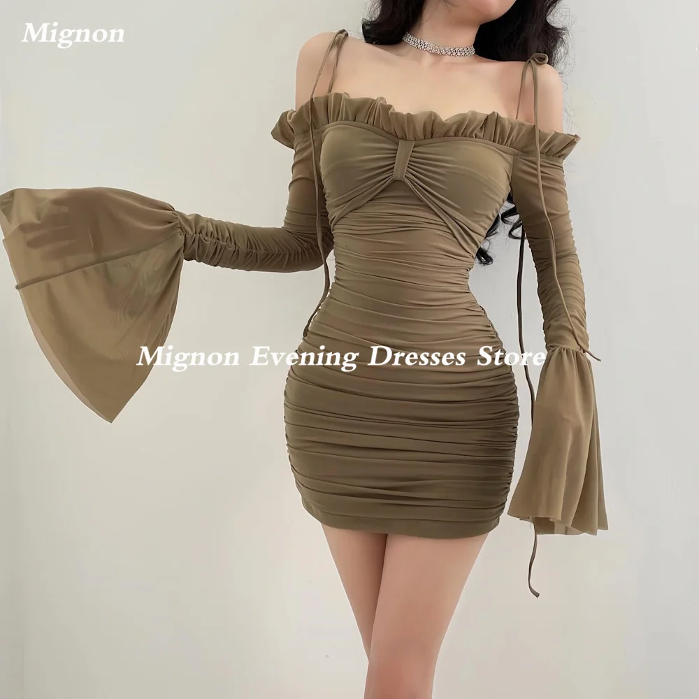 

Mignon Empire Sheath Strapless Short Prom Gown Ruffle Spaghetti Straps Evening Formal Elegant Party Dress for Women 2023