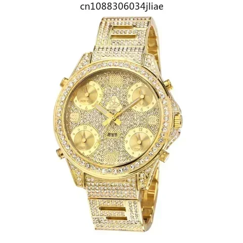 Golden Sky Star men's watch, non mainstream hip-hop watch Steel ring rhinestone watch,