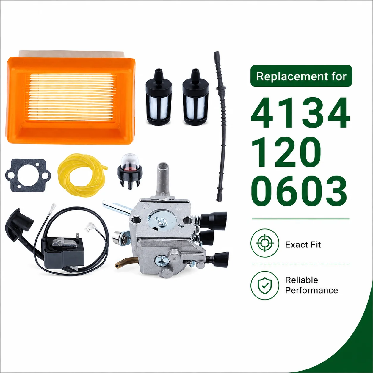 Ignition Coil Carburetor Kit For Stihl FS120 FS250 FS200 FS350 FS300 Trimmer, Fuel Hose Gasket Air Filter OEM 4134 120 0603 Kit - view 3