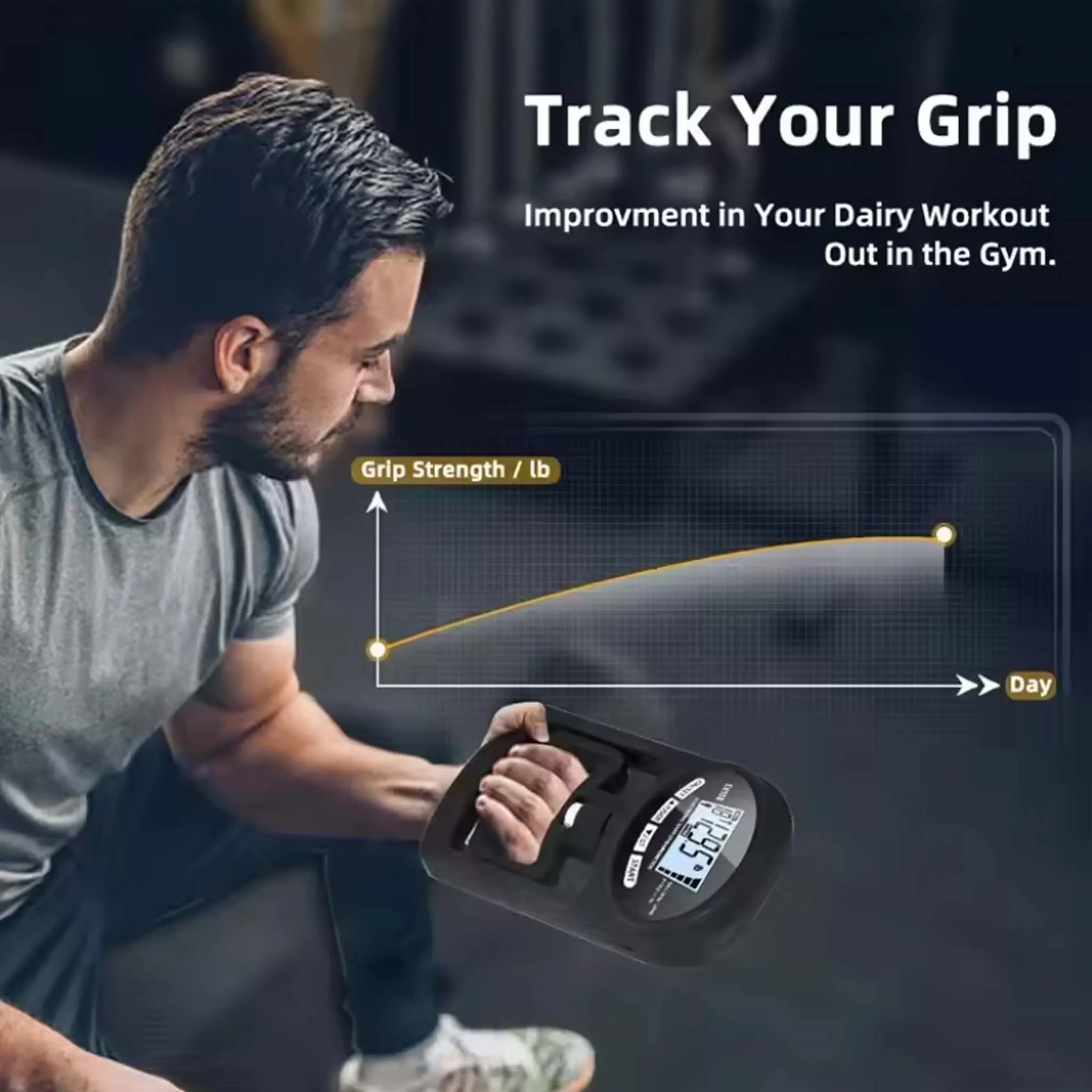 Digital Hand Grip Strength Tester 180kg Adjustable Electronic Hand Dynamometer LCD Display Handheld Grip Force Meter Trainer