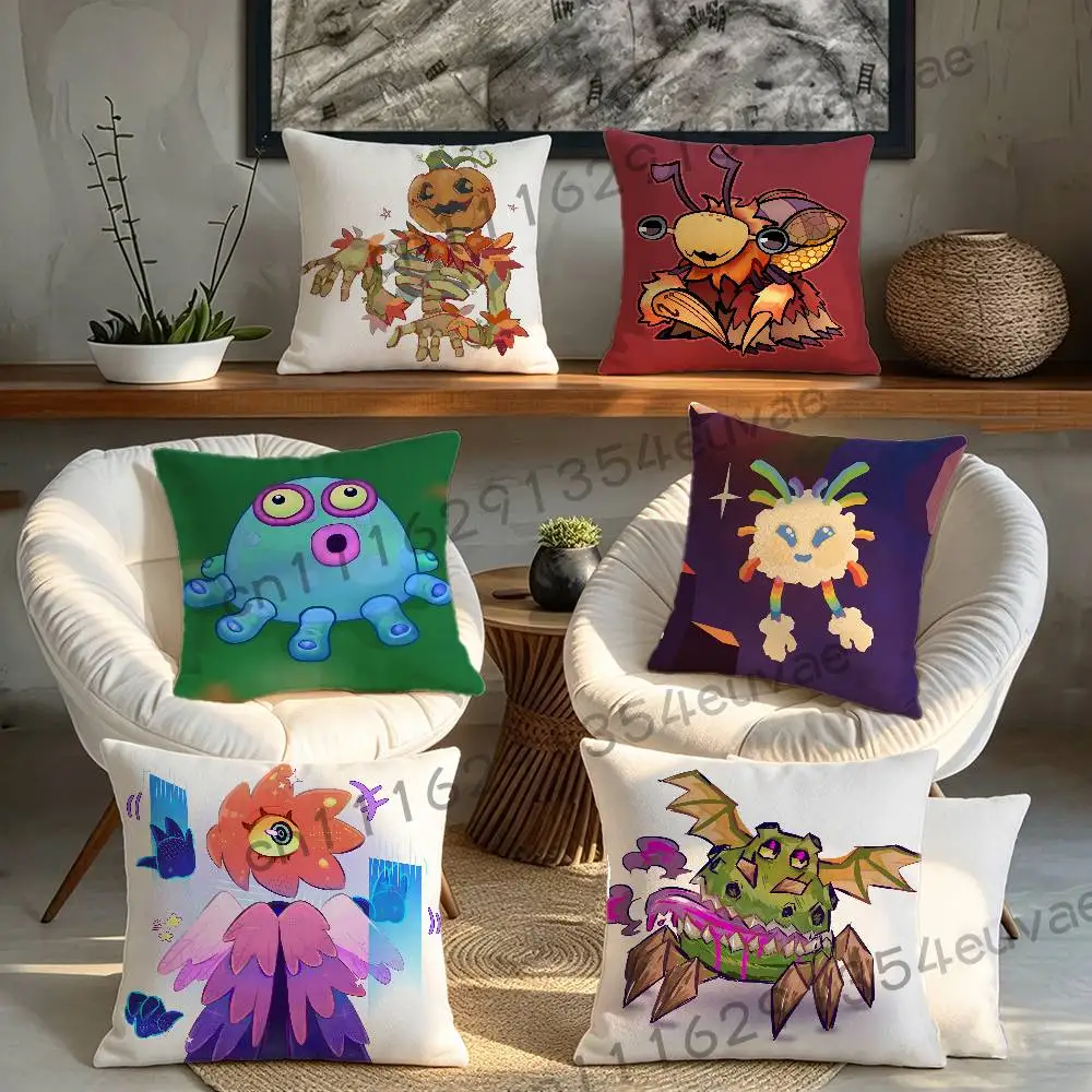 Cartoon My S-Singing M-Monsters Pillow Case Pillowcase, Double-sided Printed, Sofa Cushion, Bedroom Headboard Pillow