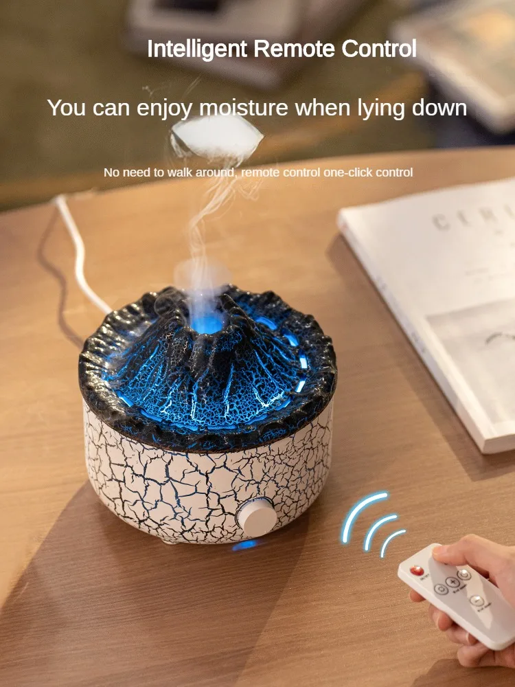 Ultrasonic atomization of simulated lava volcanic jellyfish spitting ring humidifier