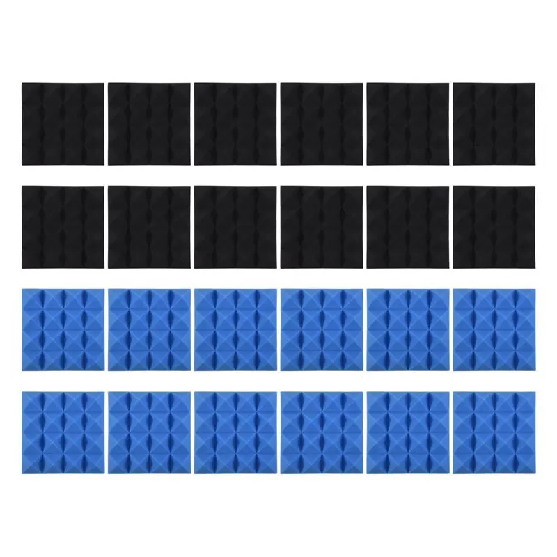 ABVT-24Pcs 25X25x5cm Studio Acoustic Soundproof Foam Pyramid Noise Insulation Sound Absorption Treatment Panels