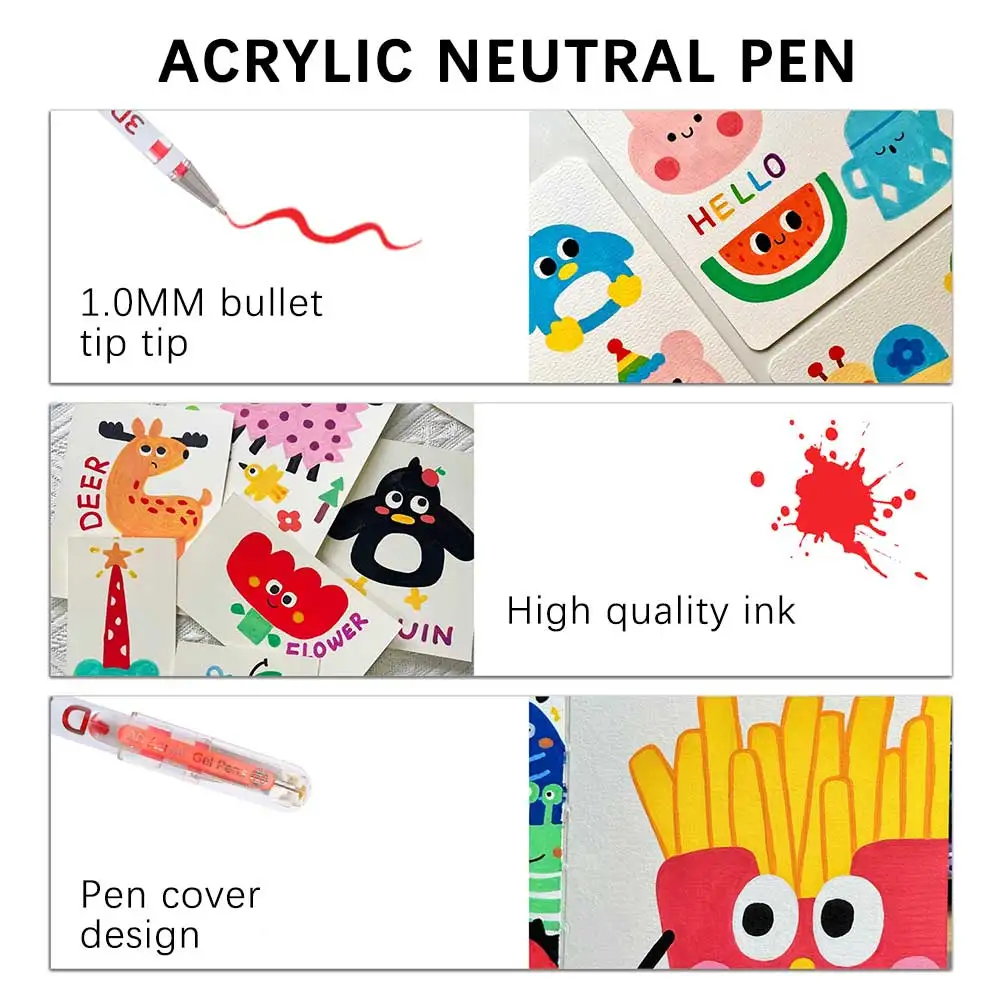 12/24 цвета, цветные гелевые ручки, 1,0 мм, гелевые ручки с жирными точками для школьного офиса