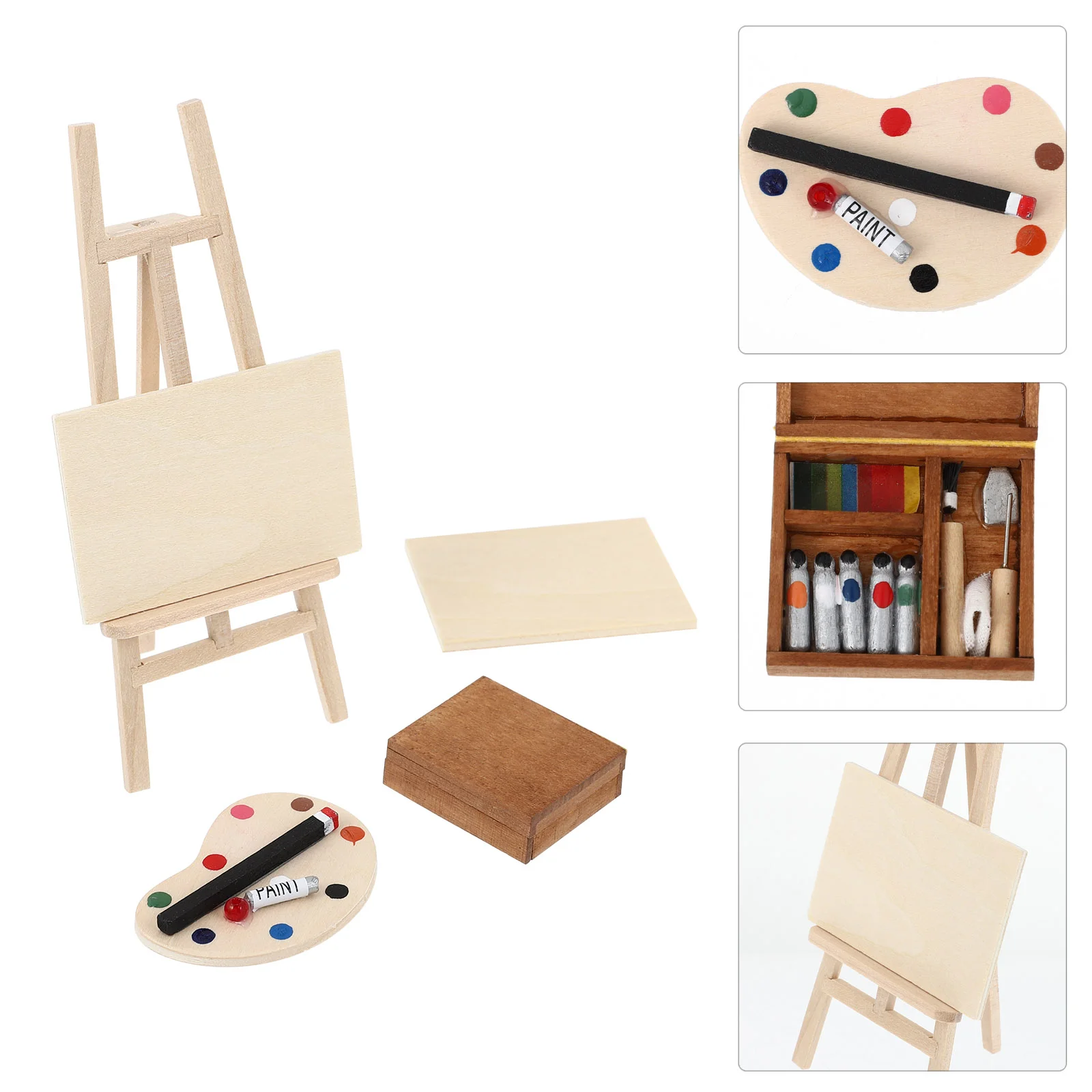 

4 Pcs Mini Easel Wooden Drawing Board House Adornment Miniature Furniture Decoration Child