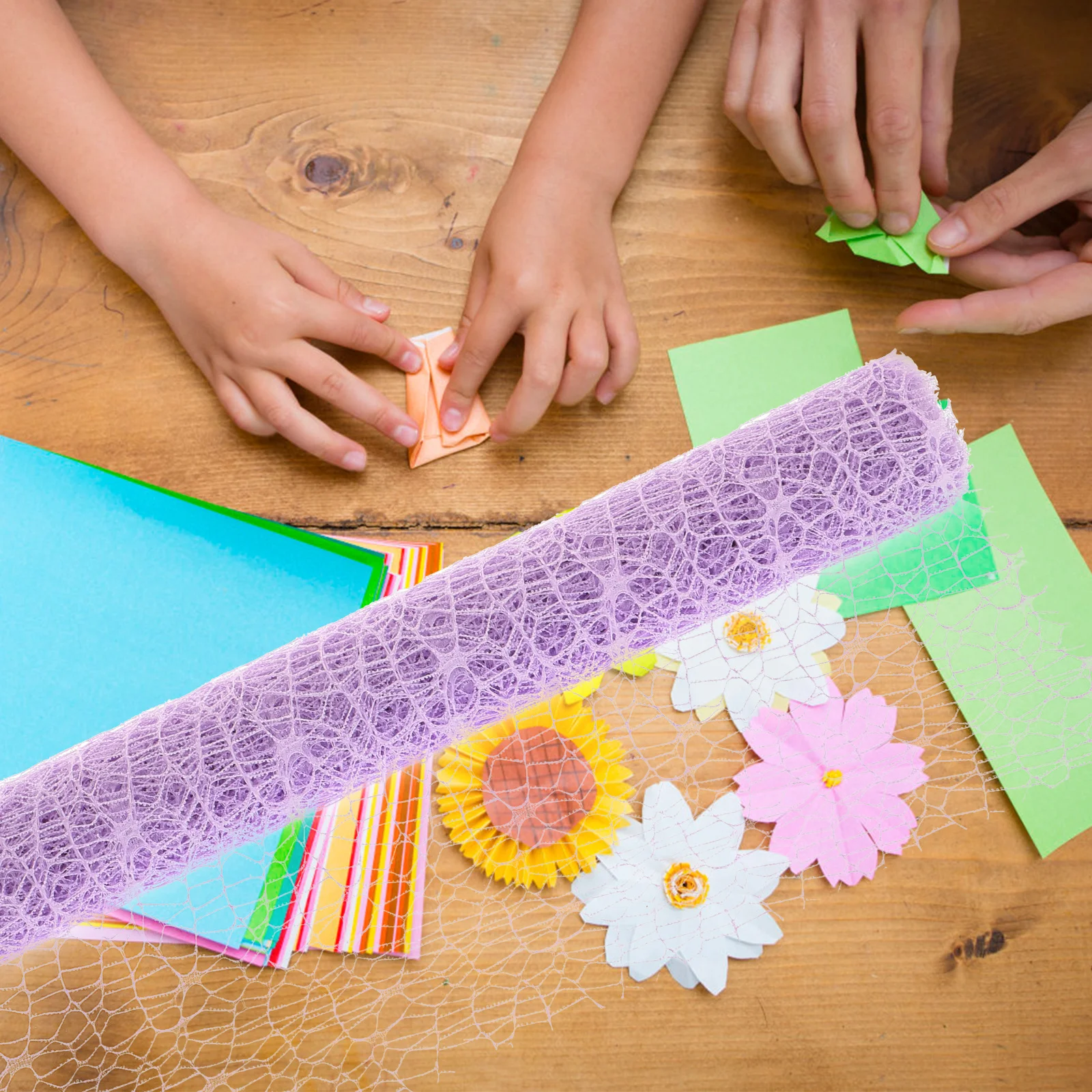 

1 Roll Jacquard Net Hanging Decor Large Size Craft Mesh For Diy Party Backdrop Wedding Birthday Light Purple Wrapping Gift