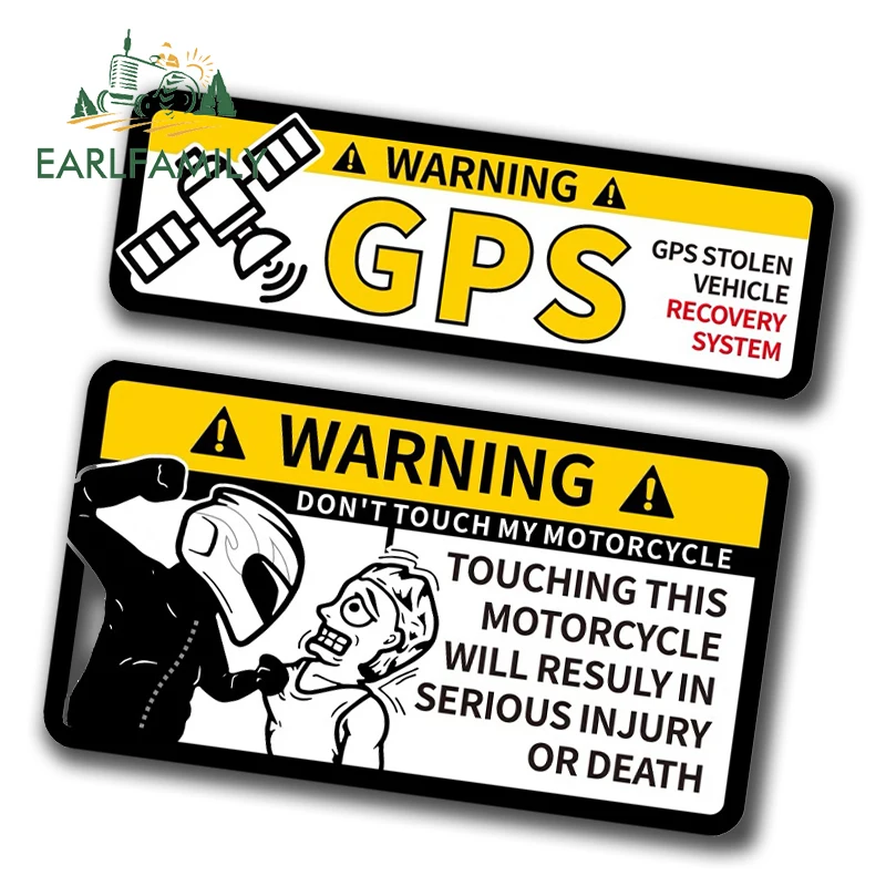 EARLFAMILY 13cm Creative Warning GPS Car Sticker Do Not Touch My Motorcycle Funny Printing Decal Vinyl Waterproof Helmet Decor