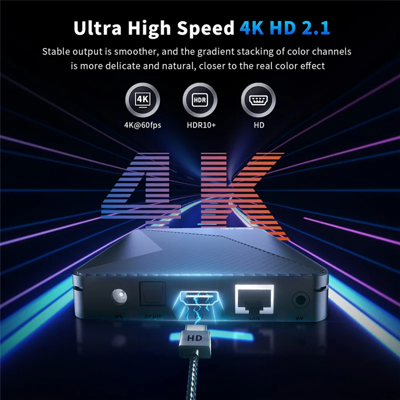 AA87 안드로이드 14 TV 박스 음성 제어 4K 60Fps Amlogic S905X5M CPU HDR 8K 2.4G 5G Wifi6 BT5.0 1000M 랜 지원 3D 영국 플러그